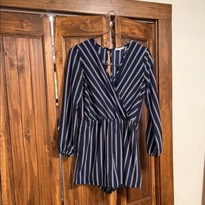 Charlotte Russe Striped Navy and White Romper
